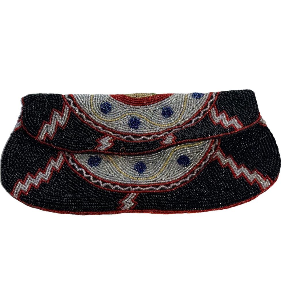 K.C. Malhan Multi-Color Beaded Evening Bag Clutch Wallet Purse Party Glamour